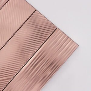 Mosaikfliesen aus Edelstahl – Roségold, gebürstet – BJ-476B9C3DCCB9