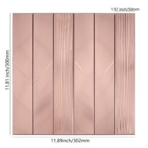 Mosaikfliesen aus Edelstahl – Roségold, gebürstet – BJ-476B9C3DCCB9
