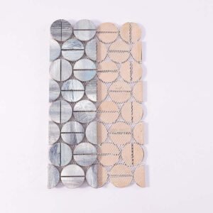 Mosaikfliesen aus Aluminium – Blau / Silberfarben, kleine Rundformen, Rundformen, für Wände
