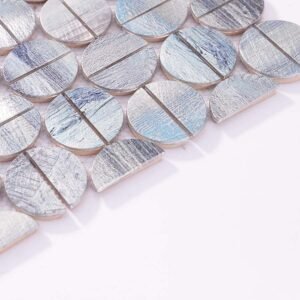 Mosaikfliesen aus Aluminium – Blau / Silberfarben, kleine Rundformen, Rundformen, für Wände
