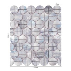 Mosaikfliesen aus Aluminium – Blau / Silberfarben, kleine Rundformen, Rundformen, für Wände
