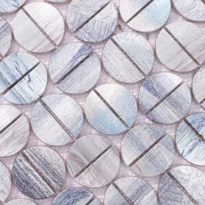 Mosaikfliesen aus Aluminium – Blau / Silberfarben, kleine Rundformen, Rundformen, für Wände