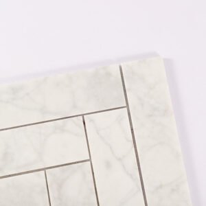 Mosaïque en marbre – Carrara, blanc, motif chevrons, grand format