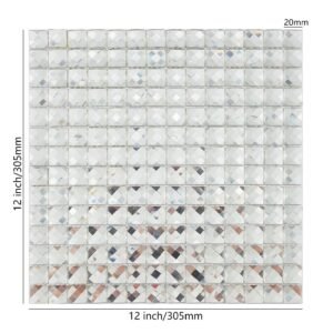 Piastrelle a mosaico in vetro – argentato, 20*20mm, smussato, a specchio