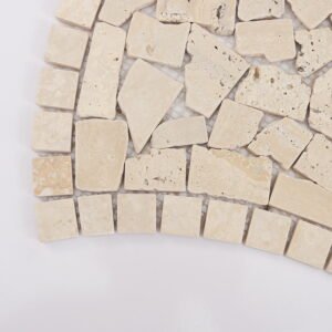 Travertinmosaikfliesen – Beige, Kieseloptik, für Böden – BJ-1C4F43724A8B