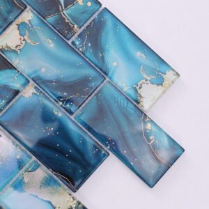 Mosaico de vidrio – azul, formato metro, rectangular, para pared