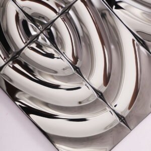 Metallmosaikfliesen – Schwarz, Wellenmuster, Spiegeloptik, 3D-Struktur
