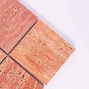 Travertinmosaikfliesen – Rot, Quadrate, Großformat, für Böden