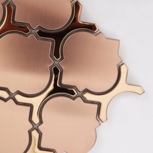 Mosaico metálico – oro rosa, arabesco, para salpicadero