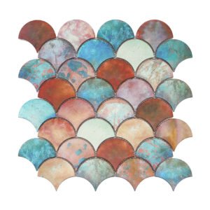 Colorful aluminum fan metal mosaic tile sheet on white background
