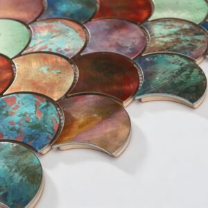 Mosaïque en aluminium – multicolore, forme éventail, pour mur — BJ-285F75396988