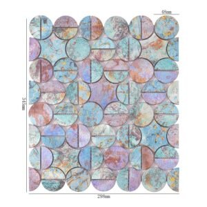 Mosaikfliesen aus Aluminium – Mehrfarbig, kleine Rundformen, Rundformen, gebürstet