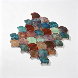 Mosaïque en aluminium – multicolore, forme éventail, pour mur — BJ-285F75396988