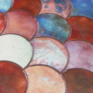 Mosaïque en aluminium – multicolore, forme éventail, pour mur — BJ-285F75396988