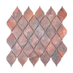 Front view of copper leaf aluminum mosaic tile sheet