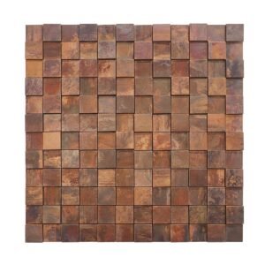 Copper square mosaic tile overall display front view