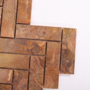 Metallmosaikfliesen – Kupferfarben, Fischgrätmuster, für Wände