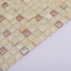Mosaïque en verre et marbre – beige / crème
