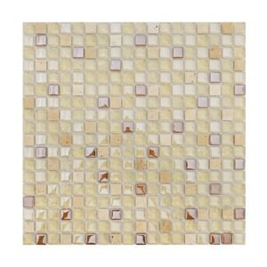 Full sheet of cream beige glass and stone mosaic tile