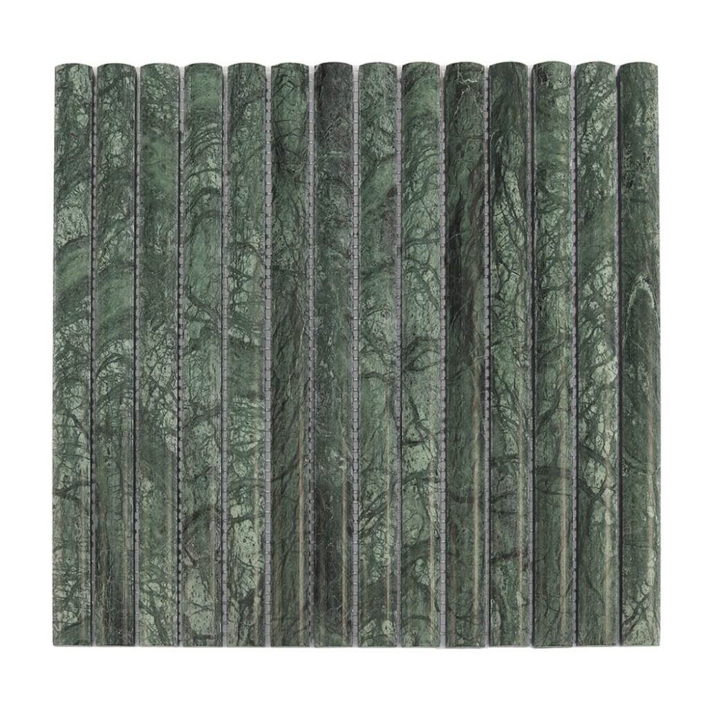 Mosaïque en marbre – vert, cannelé, pour crédence