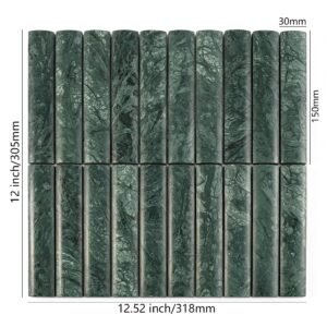 Piastrelle a mosaico in marmo – verde scuro / verde, lineare