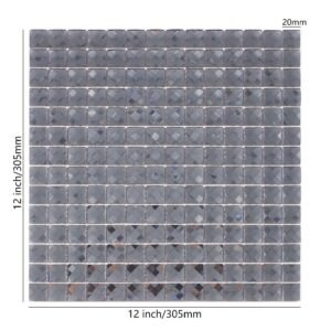 Mosaico quadrado premium de vidro cinzento-escuro com corte em losango para paredes