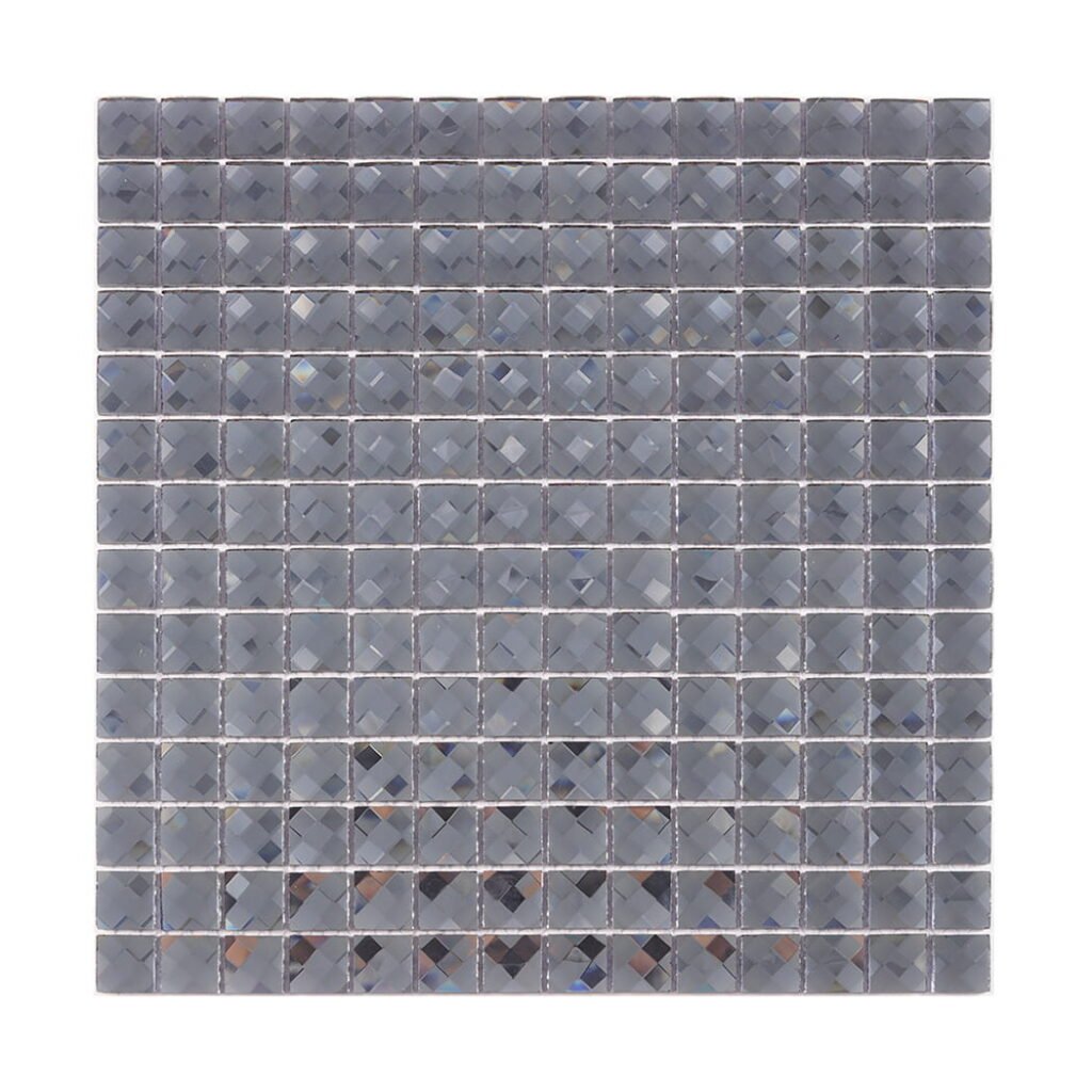 Mosaico quadrado premium de vidro cinzento-escuro com corte em losango para paredes