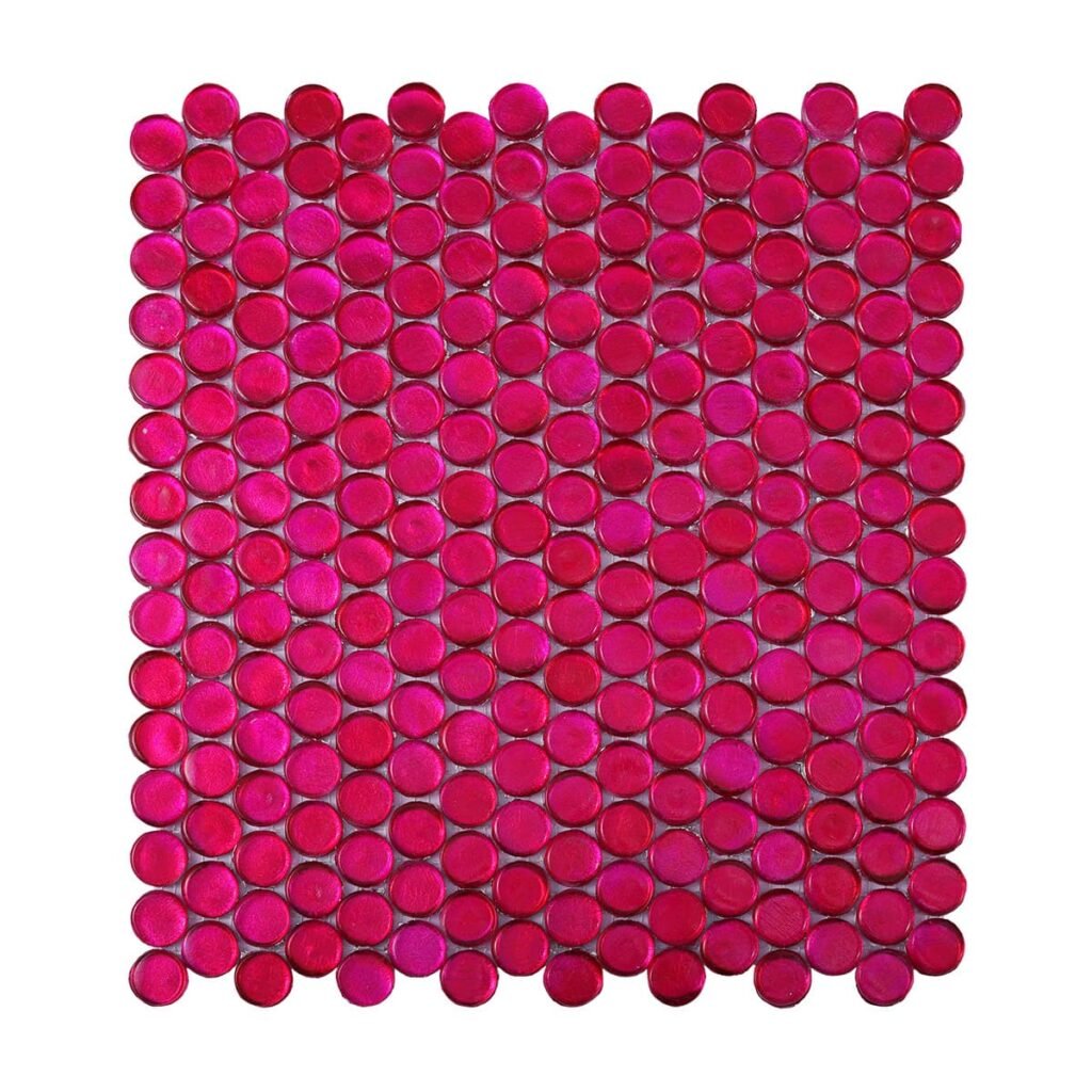 Glasmosaikfliesen – Rosa, Rundformen, glänzend, für Wände