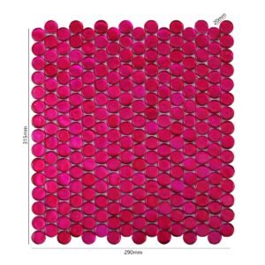 Glasmosaikfliesen – Rosa, Rundformen, glänzend, für Wände