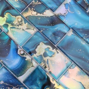 Mosaico de vidrio – azul, formato metro, rectangular, para pared
