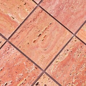 Travertinmosaikfliesen – Rot, Quadrate, Großformat, für Böden