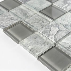 Glasmosaikfliesen – Grau, Quadrate, für Fliesenspiegel