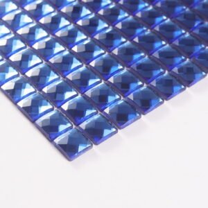Glasmosaikfliesen – Blau, 15*15mm, facettiert, Spiegeloptik, für Fliesenspiegel
