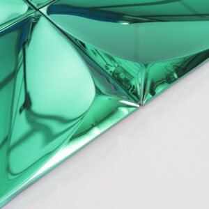 Mosaico de parede quadrado 3D em aço inoxidável com acabamento espelhado verde