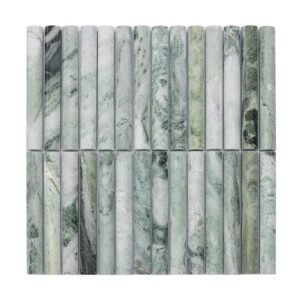 Full sheet of emerald green fluted marble mosaic tile
