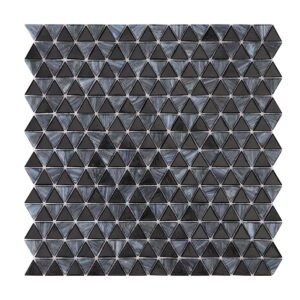 Checkerboard Glass Black Slate Gray Triangle Mosaic Tiles