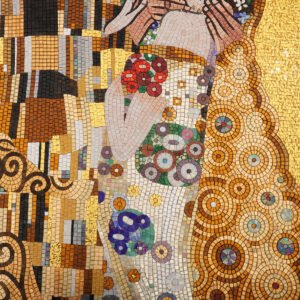 Panneau mural en mosaïque – doré, en verre, fait main