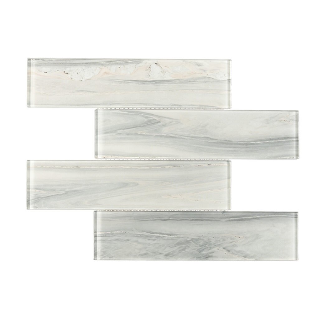 Piastrelle a mosaico in vetro – grigio, lineare