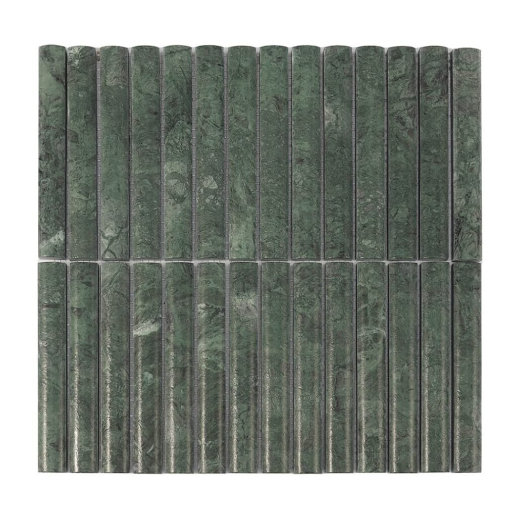 Mosaico de mármol – verde oscuro, acanalado, para pared