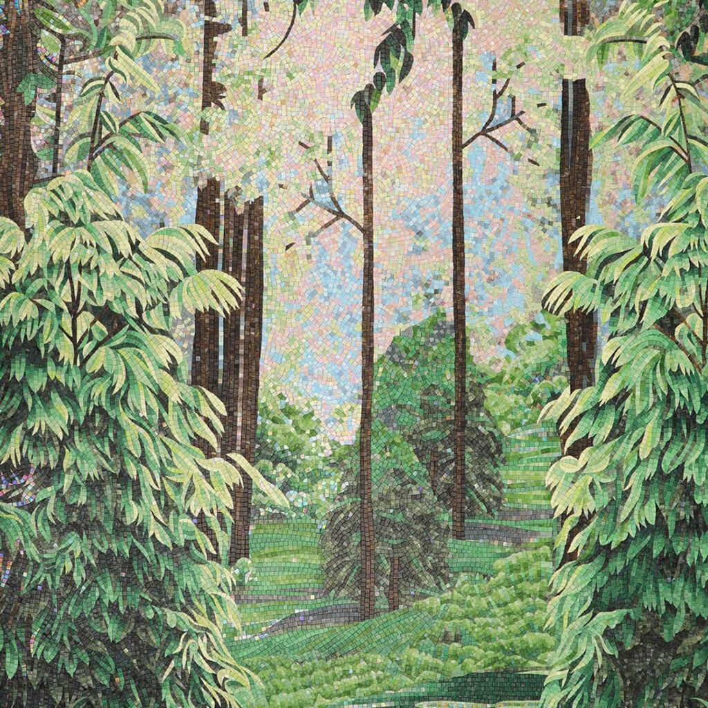 Mural de mosaico – verde, de vidrio