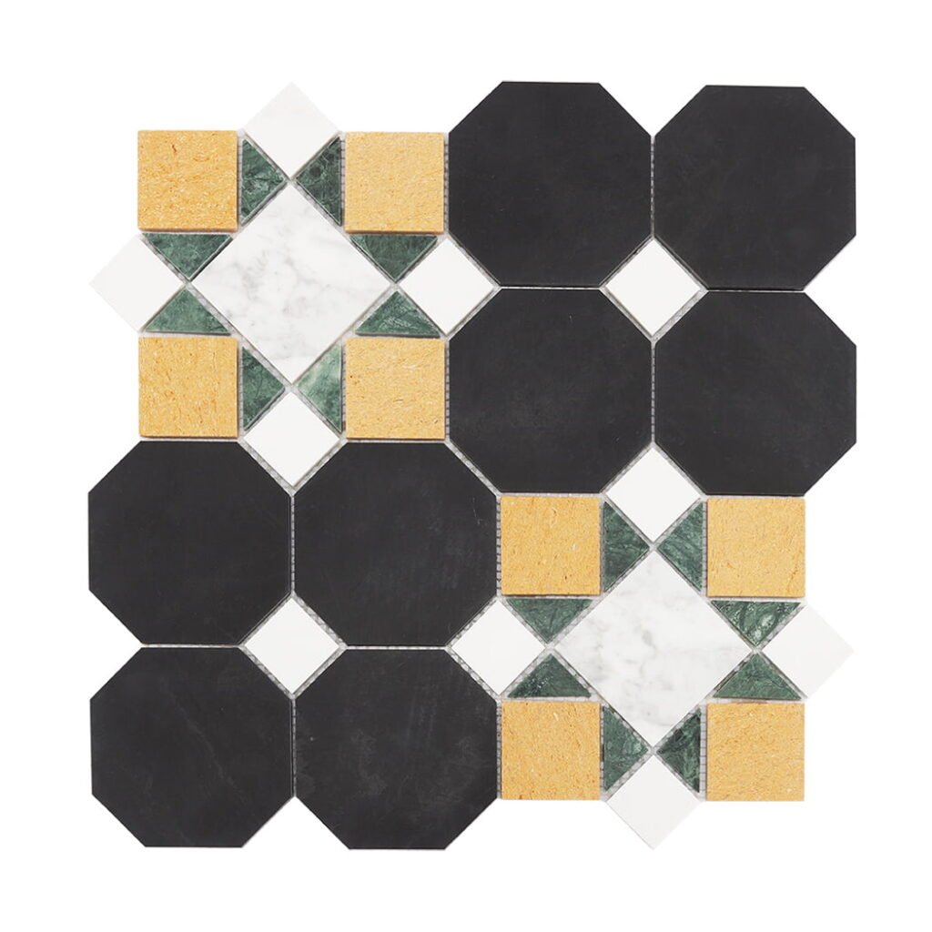 Marmormosaikfliesen – Mehrfarbig, geometrisches Muster, für Böden