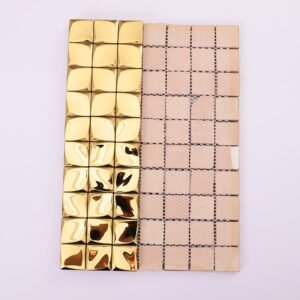 Metallmosaikfliesen – Goldfarben, Quadrate, 3D-Struktur, Miniformat