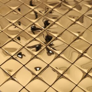 Metallmosaikfliesen – Goldfarben, Quadrate, 3D-Struktur, Miniformat