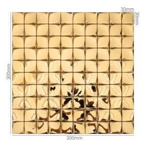 Metallmosaikfliesen – Goldfarben, Quadrate, 3D-Struktur, Miniformat