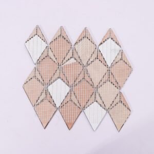 Gouden mozaïektegels van roestvrij staal en gestructureerd glas in diamantpatroon