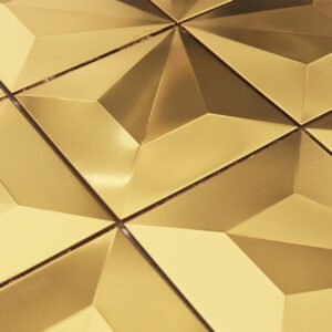 Mosaïque en métal – doré, carré, 3D, pour mur