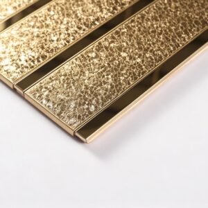 Metallmosaikfliesen – Goldfarben, Metroformat, für Duschen