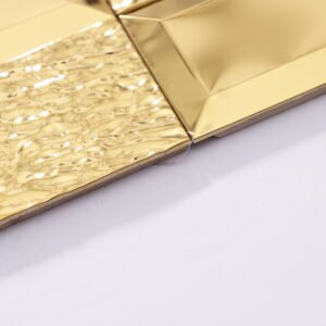 Mosaico de acero inoxidable – dorado, rectangular, efecto espejo