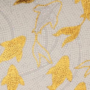 Handgefertigtes Glasmosaikbild – Goldene Koi