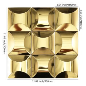 Mosaikfliesen aus Edelstahl – Goldfarben, Quadrate, 4×4, 3D-Struktur, für Wände
